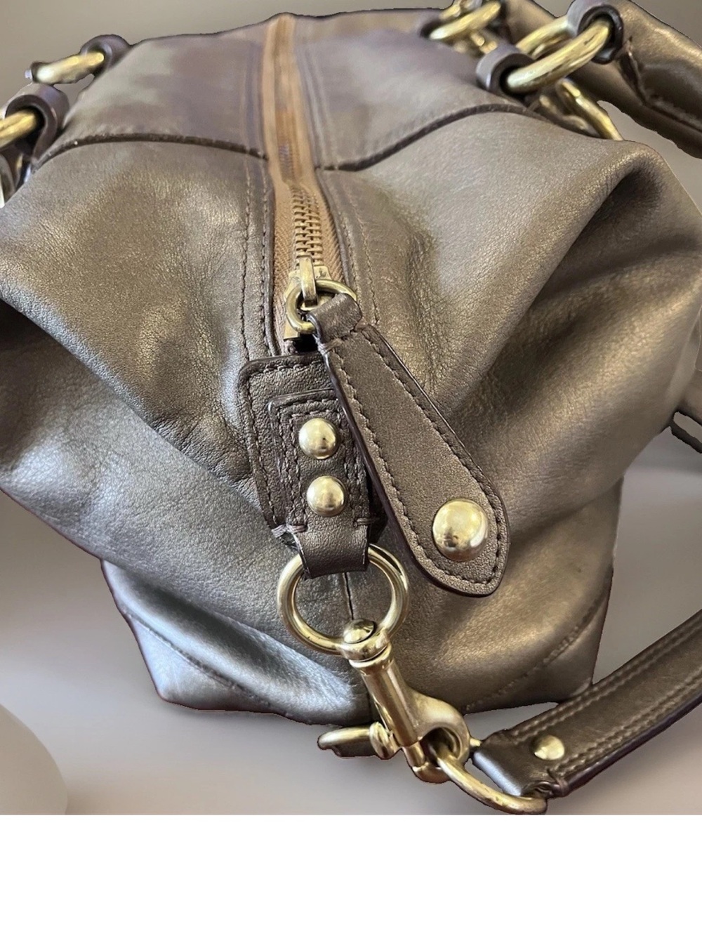 COACH Ashley Metallic Convertible Leather Satchel (F15445). Y2K 2way Purse - Picture 7 of 15